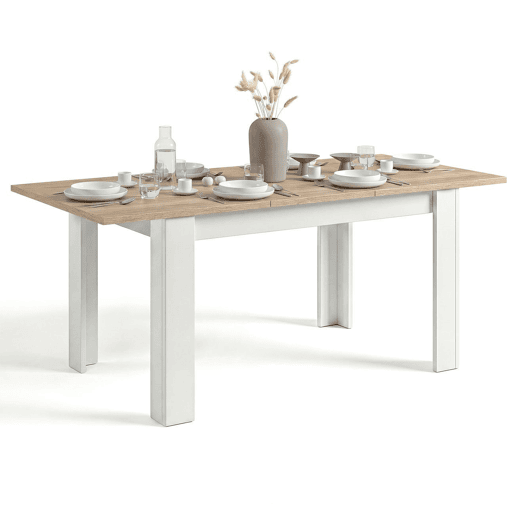 Mesa de comedor extensible Danna Artik White (Branco mate) - Carvalho canadiano 123 x 78 x 75 cm