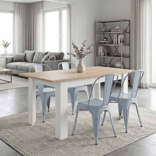 Mesa de comedor extensible Danna Artik White (Branco mate) - Carvalho canadiano 123 x 78 x 75 cm