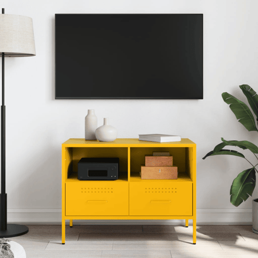 Móvel de TV - Modulo de TV - Armário de TV 68x39x50,5 cm aço amarelo mostarda
