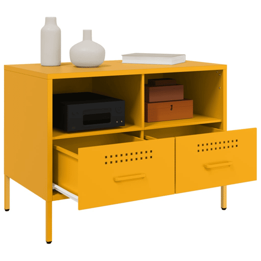 Móvel de TV - Modulo de TV - Armário de TV 68x39x50,5 cm aço amarelo mostarda