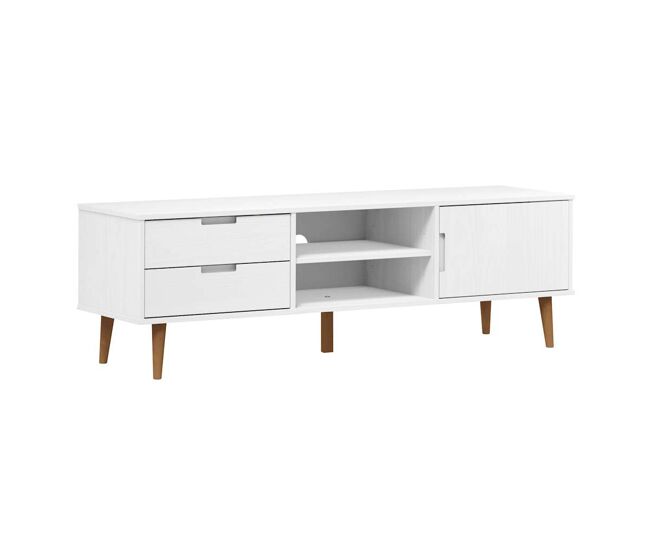 Mueble TV - Mesa de TV MOLDE madera maciza de pino blanca 158x40x49 cm