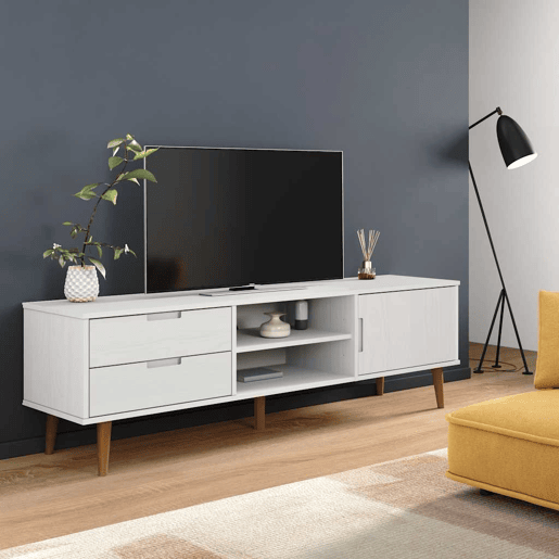 Móvel de TV - Modulo de TV - Armário de TV MOLDE 158x40x49 cm pinho maciço branco
