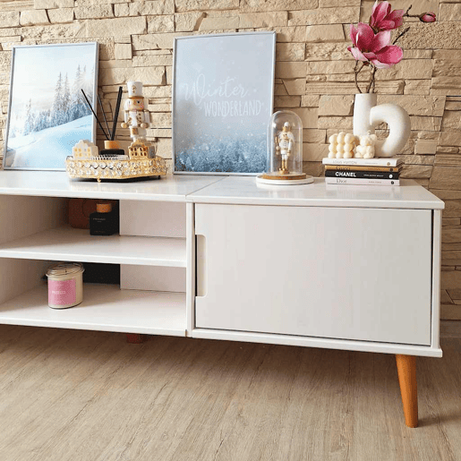 Móvel de TV - Modulo de TV - Armário de TV MOLDE 158x40x49 cm pinho maciço branco