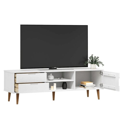 Móvel de TV - Modulo de TV - Armário de TV MOLDE 158x40x49 cm pinho maciço branco