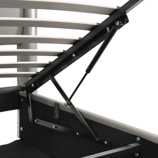 Cama contentora estofada em pele sintética - 160x200 cm - com porta USB e LED - cabeceira de ângulo ajustável - Cinzento