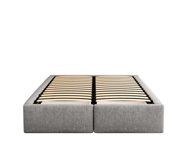 Cama doble tapizada 140x200cm sin cabecero - con 2 cajones - tela de lino - gris
