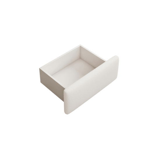 Cama de casal estofada 140x200cm sem cabeceira - com 2 gavetas - Tecido de linho - Branco