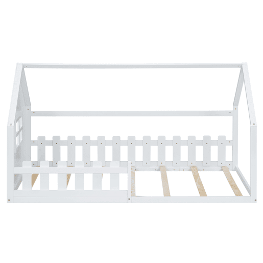 Cama-cama para crianças 90x200 cm - em forma de casinha - em madeira de pinho e MDF - Branco