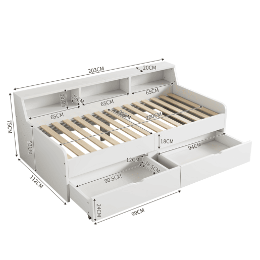 Sofá-cama - Sofá-cama 90x200 cm com 2 gavetas - Branco Sofá-cama - Sofá-cama 90x200 cm com 2 gavetas - Branco