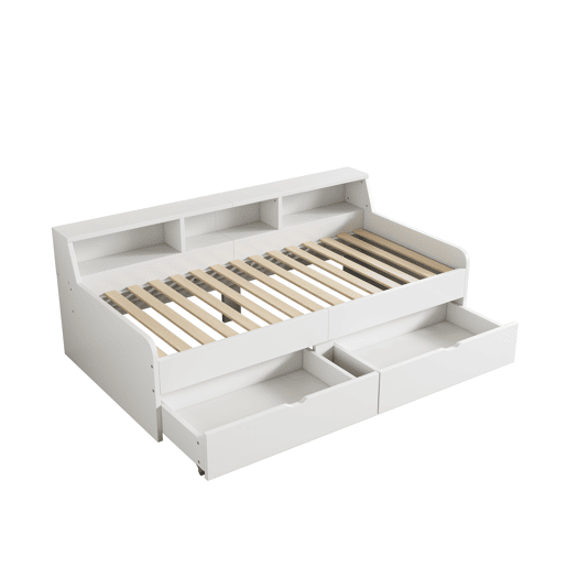 Sofá-cama - Sofá-cama 90x200 cm com 2 gavetas - Branco Sofá-cama - Sofá-cama 90x200 cm com 2 gavetas - Branco