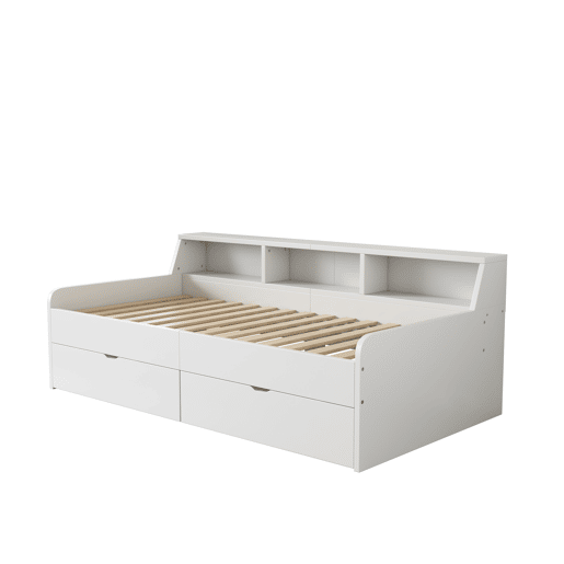 Sofá-cama - Sofá-cama 90x200 cm com 2 gavetas - Branco Sofá-cama - Sofá-cama 90x200 cm com 2 gavetas - Branco
