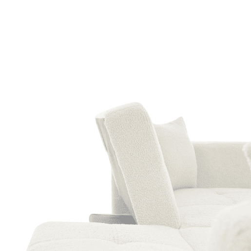 Sofá convertível com encosto regulável - 2 lugares - tecido felpudo francês - branco