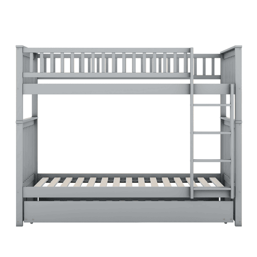 Beliche 2x90x200cm com cama de rodízio 90x190cm - com corrimão e escada - Cinzento