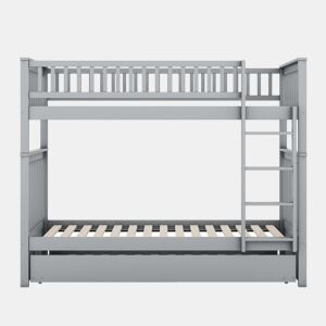 Beliche 2x90x200cm com cama de rodízio 90x190cm - com corrimão e escada - Cinzento