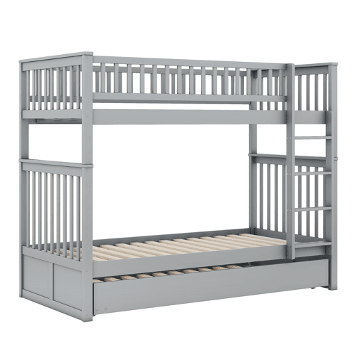 Beliche 2x90x200cm com cama de rodízio 90x190cm - com corrimão e escada - Cinzento