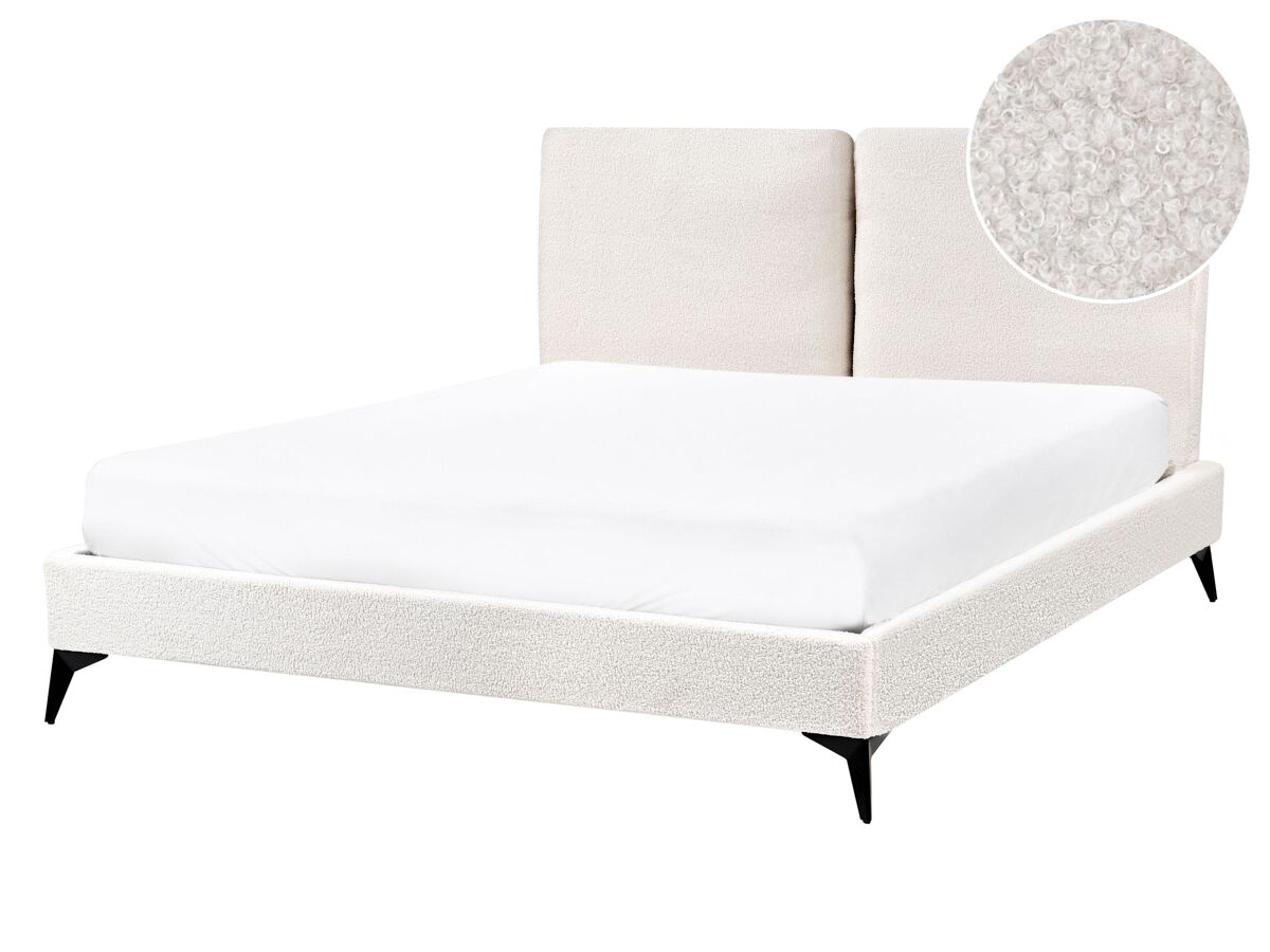 Beliani Cama Bouclé MELLE 155x240 Blanco