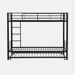 Beliche em ferro forjado 90x200 cm - com cama com gavetão 90x190 cm - Preto