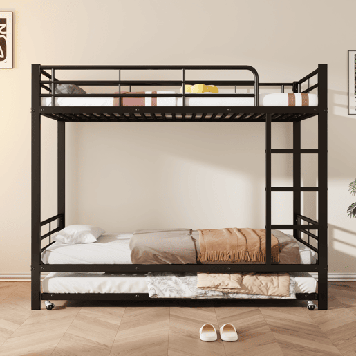 Beliche em ferro forjado 90x200 cm - com cama com gavetão 90x190 cm - Preto