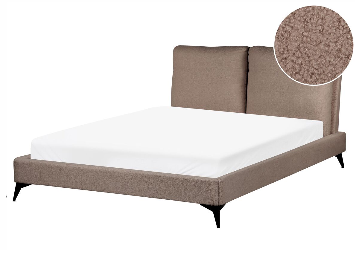 Beliani Cama Bouclé MELLE 155x240 Marrón