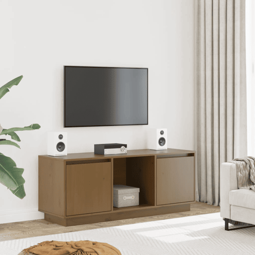 Móvel de TV - Modulo de TV - Armário de TV 110,5x35x44 cm madeira de pinho maciça castanho mel