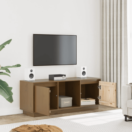 Móvel de TV - Modulo de TV - Armário de TV 110,5x35x44 cm madeira de pinho maciça castanho mel