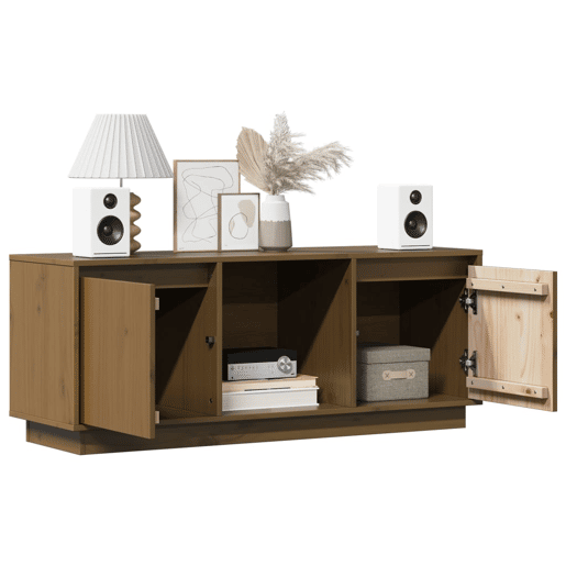 Móvel de TV - Modulo de TV - Armário de TV 110,5x35x44 cm madeira de pinho maciça castanho mel