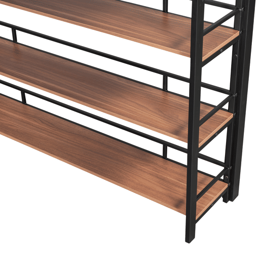 Cama mezzanine 140x200 cm - com pequeno roupeiro e prateleiras para arrumação - Preto