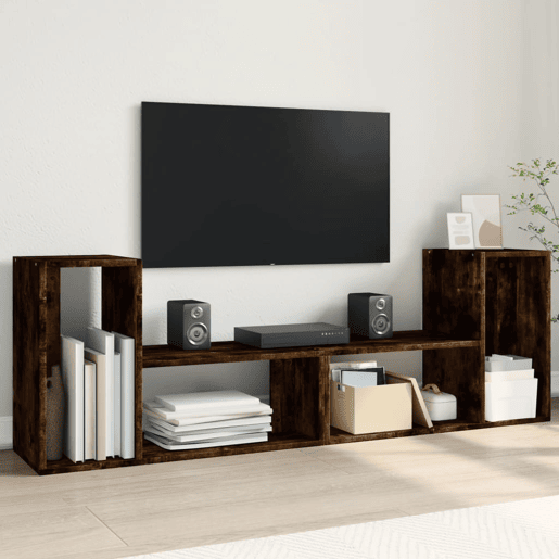móveis de TV - Armários TV 2 pcs 75x30x50cm derivados madeira carvalho fumado