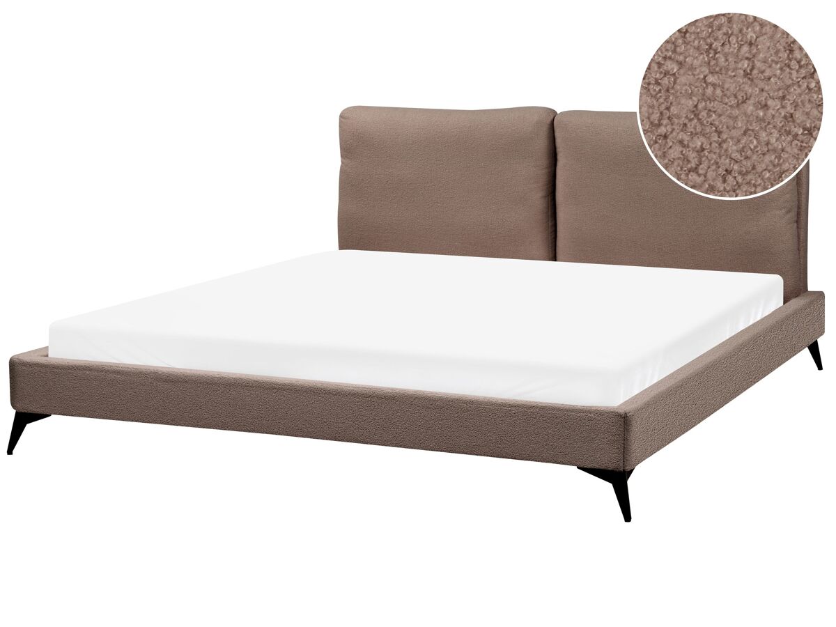 Beliani Cama Bouclé MELLE 195x240 Marrón