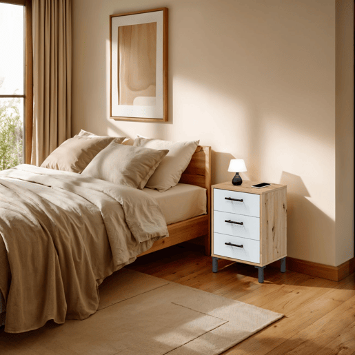 Mesa de cabeceira Leia Artik Branco (Branco mate) - Carvalho Nodi 40 x 55 x 33 cm