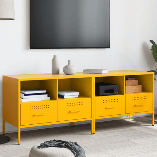 móveis de TV - Armários TV 2 pcs 68x39x50,5 cm aço amarelo mostarda