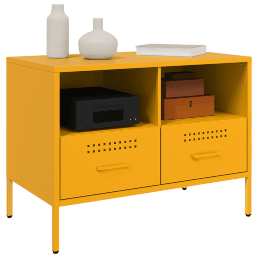 móveis de TV - Armários TV 2 pcs 68x39x50,5 cm aço amarelo mostarda
