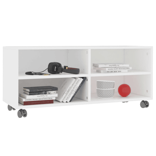 Móvel de TV - Modulo de TV - Armário de TV com rodas 90x35x35 cm derivados de madeira branco