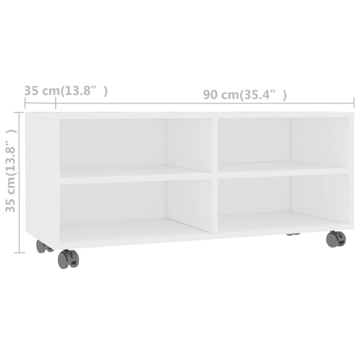 Móvel de TV - Modulo de TV - Armário de TV com rodas 90x35x35 cm derivados de madeira branco