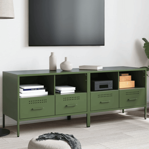 móveis de TV - Armários TV 2 pcs 68x39x50,5 cm aço verde-azeitona