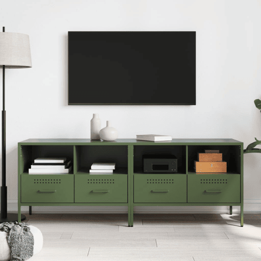 móveis de TV - Armários TV 2 pcs 68x39x50,5 cm aço verde-azeitona
