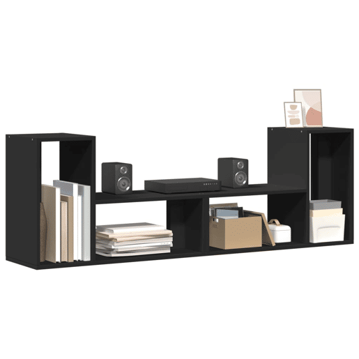 móveis de TV - Armários TV 2 pcs 75x30x50 cm derivados de madeira preto