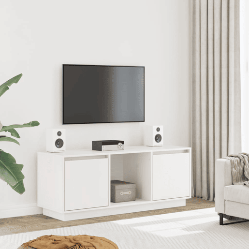 Móvel de TV - Modulo de TV - Armário de TV 110,5x35x44 cm madeira de pinho maciça branco