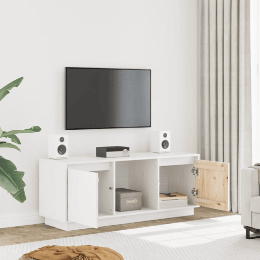 Móvel de TV - Modulo de TV - Armário de TV 110,5x35x44 cm madeira de pinho maciça branco
