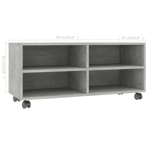 Móvel de TV - Modulo de TV - Armário de TV com rodas derivados de madeira cinzento cimento