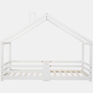 Cama de cabina com grelha de proteção - 90x200cm - madeira maciça - Branco