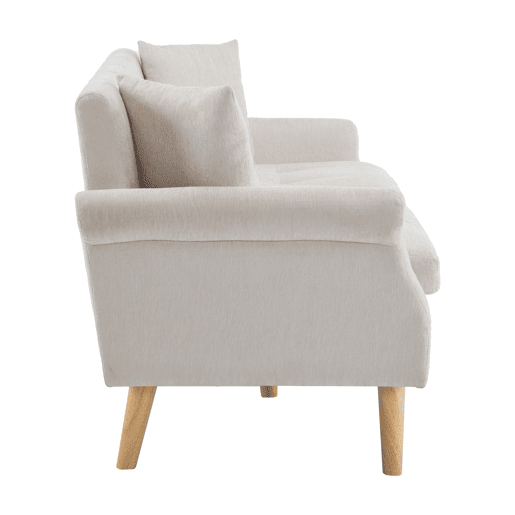 Sofá de 2 lugares estofado em chenille - 162x74x77 cm - Bege