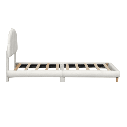 Cama de solteiro para crianças 90x200cm estofada em tecido de pelúcia - com estrado de ripas de MDF - Bege