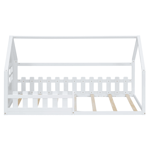 Cama-cama para crianças 90x200 cm - em forma de casinha - em madeira de pinho e MDF - Branco