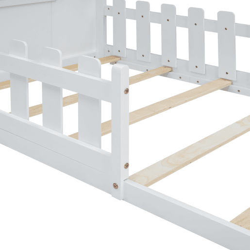Cama-cama para crianças 90x200 cm - em forma de casinha - em madeira de pinho e MDF - Branco
