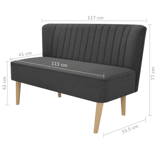 Sofá tecido - Sofá fixo 117x55,5x77 cinzento-escuro Sofá tecido - Sofá fixo 117x55,5x77 cinzento-escuro