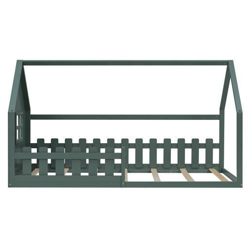 Cabina-cama para crianças 90x200 cm - em forma de casinha - em madeira de pinho e MDF - Verde