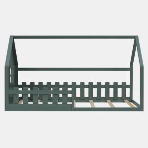 Cabina-cama para crianças 90x200 cm - em forma de casinha - em madeira de pinho e MDF - Verde