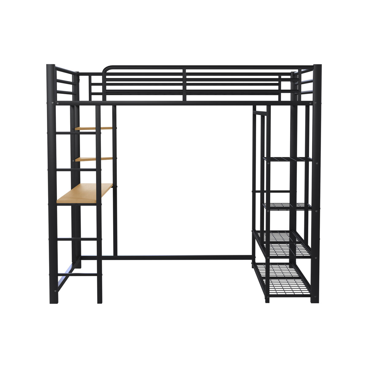 Cama alta para niños 145x204 Negro