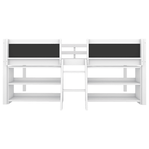 Cama de criança 90x200cm em madeira maciça - várias prateleiras - Branco (colchão não incluído)